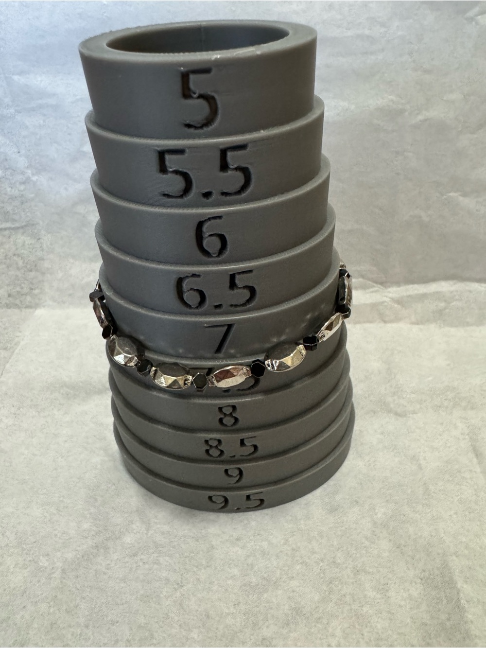 Erimish Metallic Faceted Bead Stretch Bracelet - Silver & Gunmetal Tone